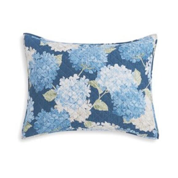 Martha Stewart Standard Pillow Sham Blue Hydrangea Floral Reversible Check, 1 pc - Picture 3 of 5